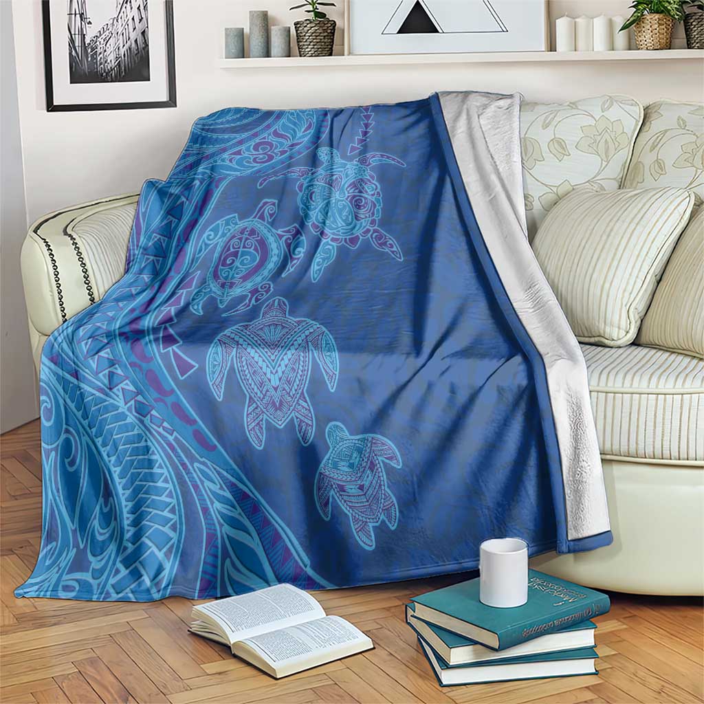 Hawaiian Turtles and Polynesian Art Tattoo Blanket Ocean Abyss