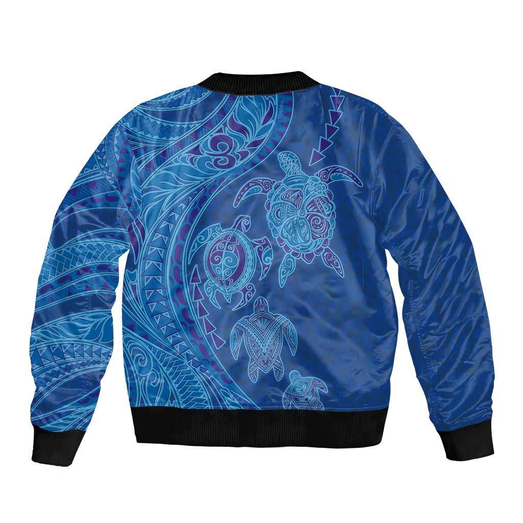 Hawaiian Turtles and Polynesian Art Tattoo Bomber Jacket Ocean Abyss