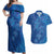 Hawaiian Turtles and Polynesian Art Tattoo Couples Matching Off Shoulder Maxi Dress and Hawaiian Shirt Ocean Abyss