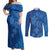Hawaiian Turtles and Polynesian Art Tattoo Couples Matching Off Shoulder Maxi Dress and Long Sleeve Button Shirt Ocean Abyss