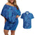 Hawaiian Turtles and Polynesian Art Tattoo Couples Matching Off Shoulder Short Dress and Hawaiian Shirt Ocean Abyss
