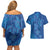 Hawaiian Turtles and Polynesian Art Tattoo Couples Matching Off Shoulder Short Dress and Hawaiian Shirt Ocean Abyss