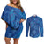 Hawaiian Turtles and Polynesian Art Tattoo Couples Matching Off Shoulder Short Dress and Long Sleeve Button Shirt Ocean Abyss