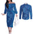 Hawaiian Turtles and Polynesian Art Tattoo Couples Matching Off The Shoulder Long Sleeve Dress and Long Sleeve Button Shirt Ocean Abyss