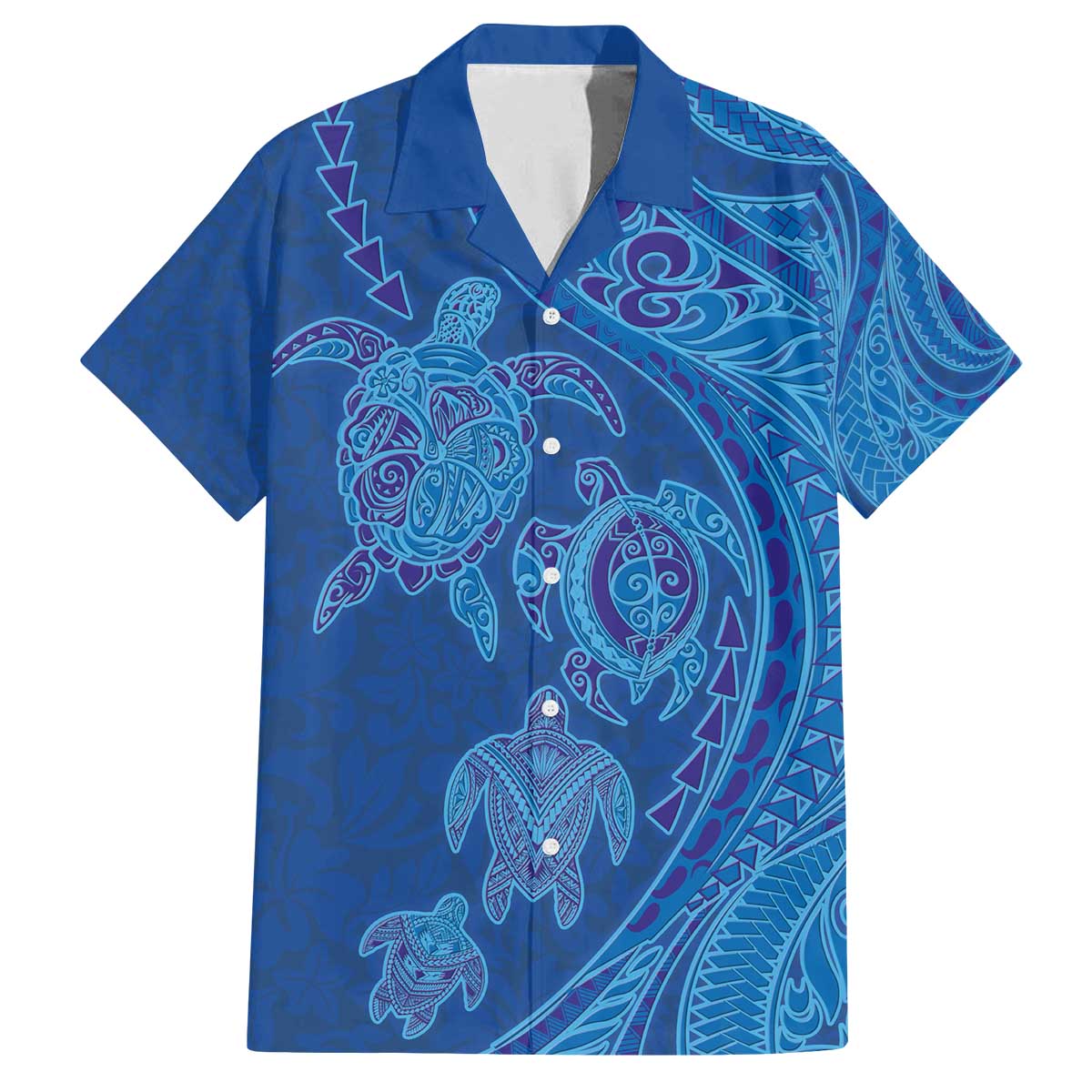 Hawaiian Turtles and Polynesian Art Tattoo Family Matching Off The Shoulder Long Sleeve Dress and Hawaiian Shirt Ocean Abyss