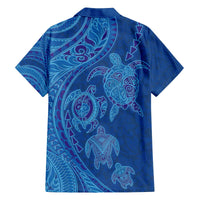 Hawaiian Turtles and Polynesian Art Tattoo Family Matching Off The Shoulder Long Sleeve Dress and Hawaiian Shirt Ocean Abyss