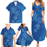 Hawaiian Turtles and Polynesian Art Tattoo Family Matching Summer Maxi Dress and Hawaiian Shirt Ocean Abyss