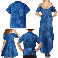 Hawaiian Turtles and Polynesian Art Tattoo Family Matching Summer Maxi Dress and Hawaiian Shirt Ocean Abyss