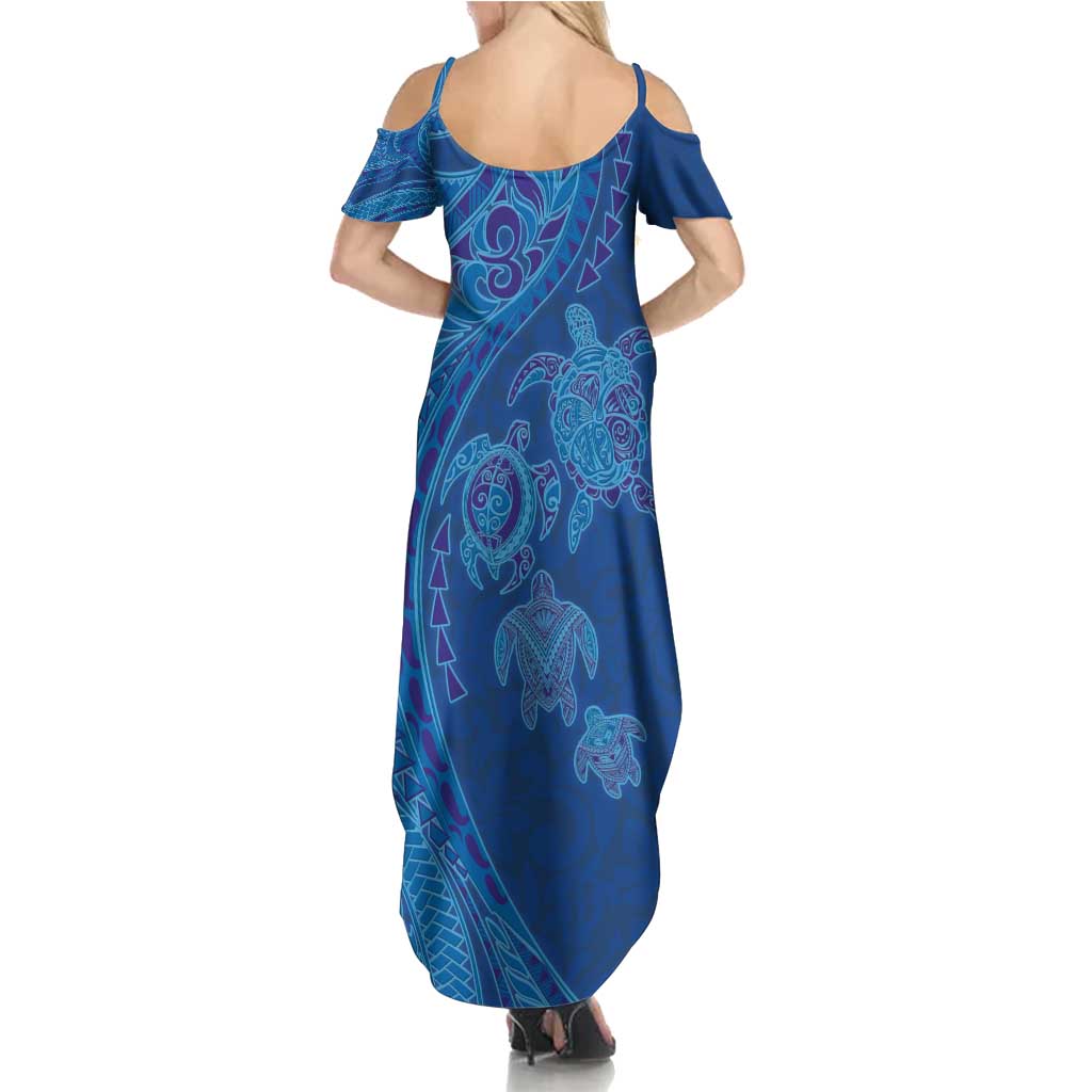 Hawaiian Turtles and Polynesian Art Tattoo Family Matching Summer Maxi Dress and Hawaiian Shirt Ocean Abyss