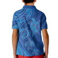 Hawaiian Turtles and Polynesian Art Tattoo Kid Polo Shirt Ocean Abyss