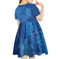 Hawaiian Turtles and Polynesian Art Tattoo Kid Short Sleeve Dress Ocean Abyss