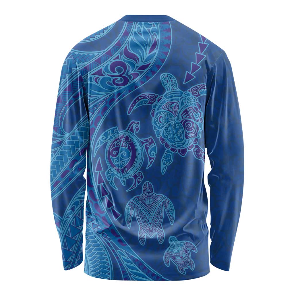 Hawaiian Turtles and Polynesian Art Tattoo Long Sleeve Shirt Ocean Abyss LT03 - Polynesian Pride