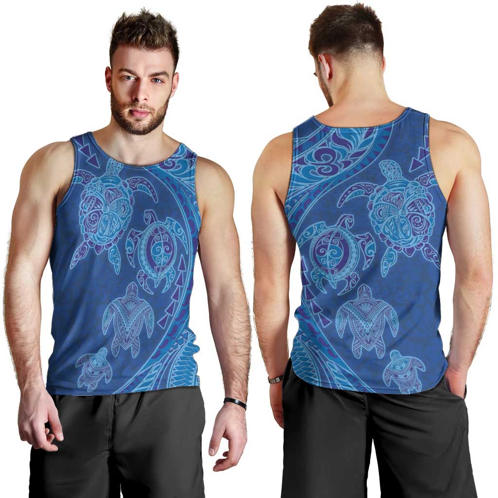 Hawaiian Turtles and Polynesian Art Tattoo Men Tank Top Ocean Abyss