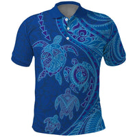 Hawaiian Turtles and Polynesian Art Tattoo Polo Shirt Ocean Abyss