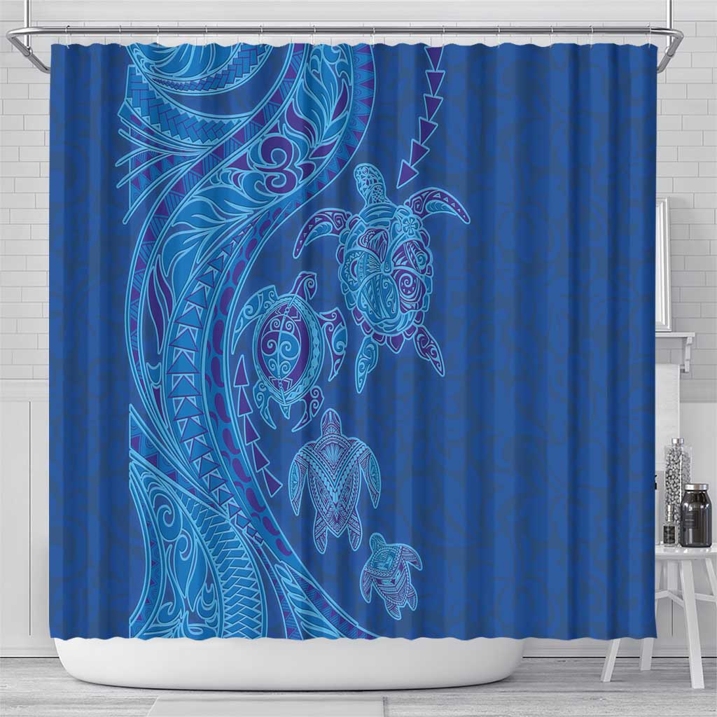 Hawaiian Turtles and Polynesian Art Tattoo Shower Curtain Ocean Abyss
