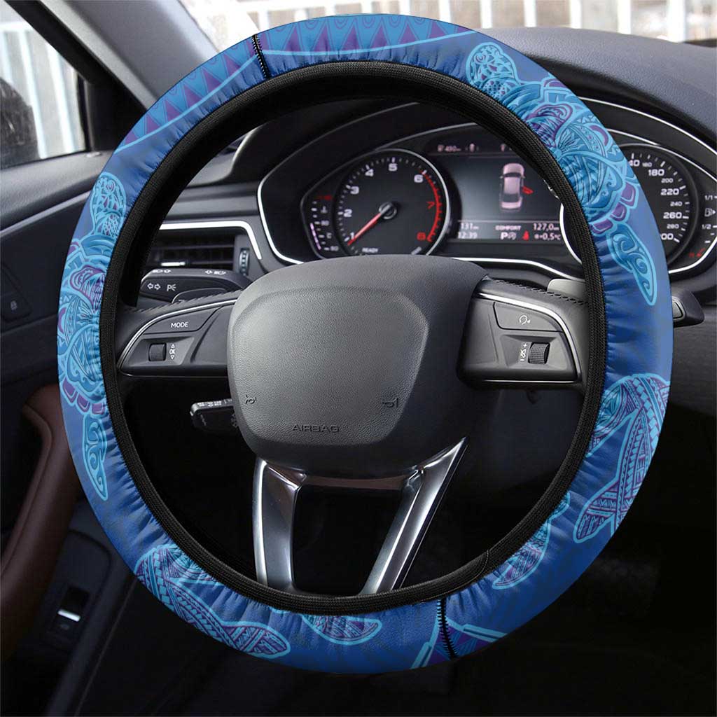 Hawaiian Turtles and Polynesian Art Tattoo Steering Wheel Cover Ocean Abyss