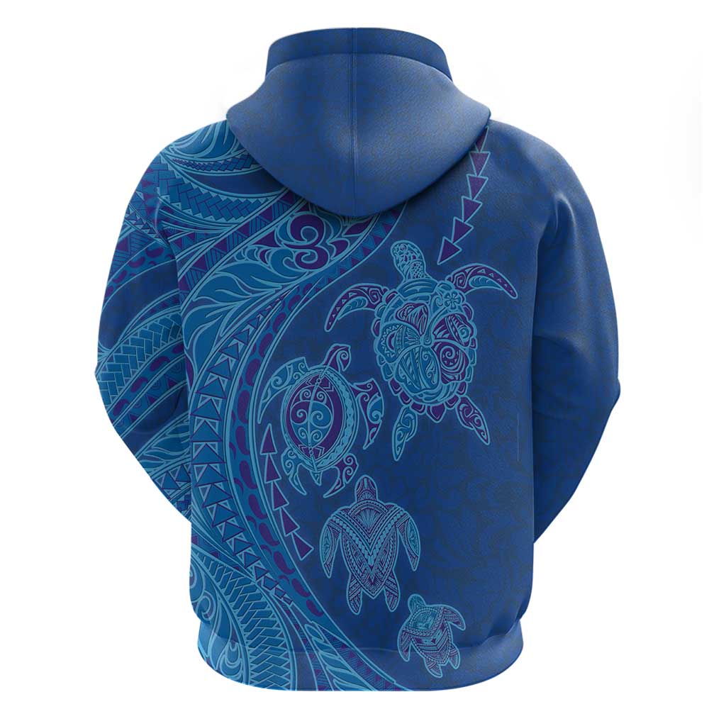Hawaiian Turtles and Polynesian Art Tattoo Zip Hoodie Ocean Abyss