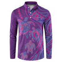 Hawaiian Turtles and Polynesian Art Tattoo Button Sweatshirt Dusky Violet