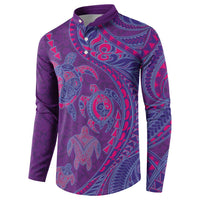 Hawaiian Turtles and Polynesian Art Tattoo Button Sweatshirt Dusky Violet