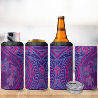 Hawaiian Turtles and Polynesian Art Tattoo 4 in 1 Can Cooler Tumbler Dusky Violet
