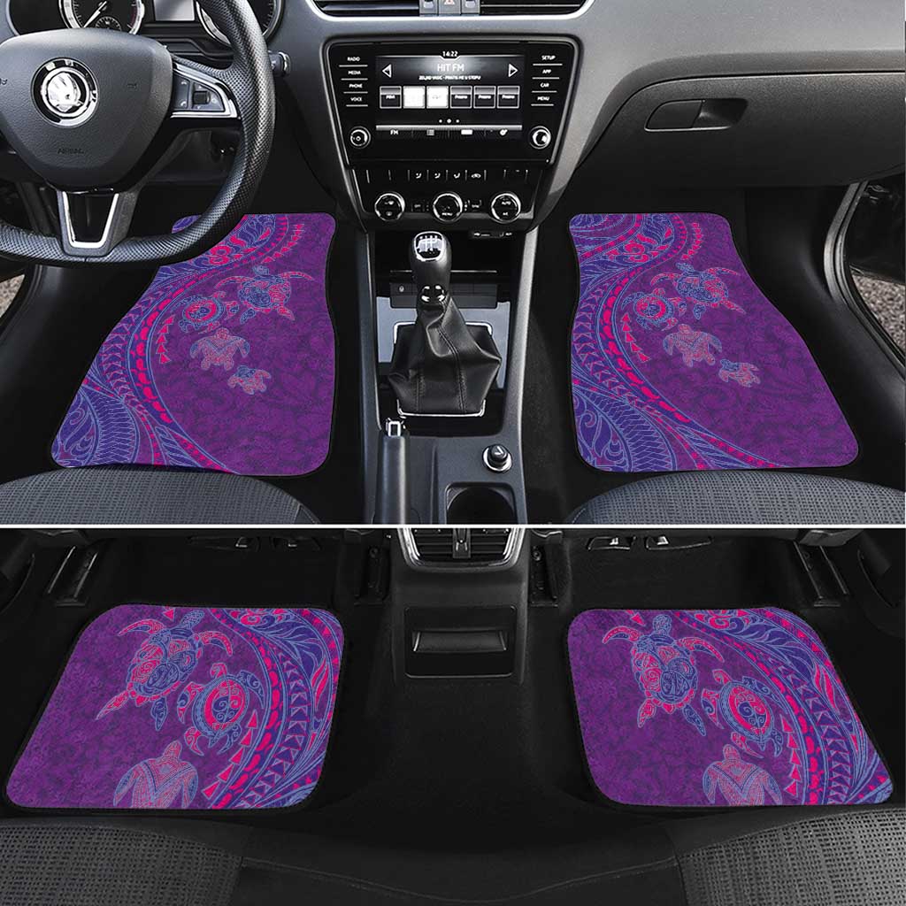 Hawaiian Turtles and Polynesian Art Tattoo Car Mats Dusky Violet
