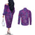 Hawaiian Turtles and Polynesian Art Tattoo Couples Matching Off The Shoulder Long Sleeve Dress and Long Sleeve Button Shirt Dusky Violet
