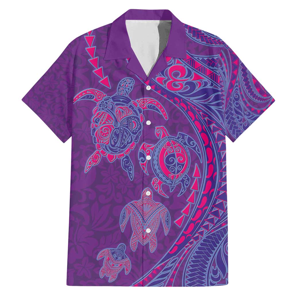 Hawaiian Turtles and Polynesian Art Tattoo Family Matching Mermaid Dress and Hawaiian Shirt Dusky Violet