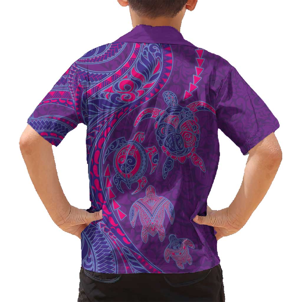 Hawaiian Turtles and Polynesian Art Tattoo Family Matching Puletasi and Hawaiian Shirt Dusky Violet