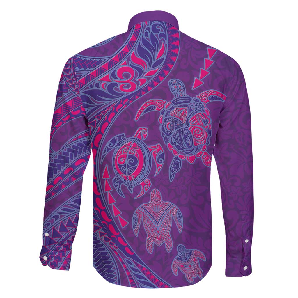 Hawaiian Turtles and Polynesian Art Tattoo Family Matching Puletasi and Hawaiian Shirt Dusky Violet