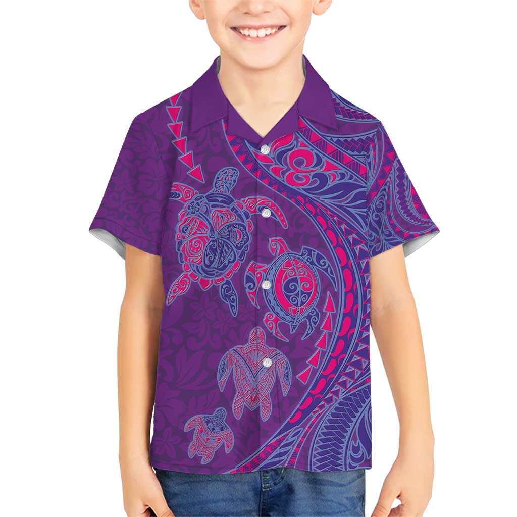 Hawaiian Turtles and Polynesian Art Tattoo Family Matching Puletasi and Hawaiian Shirt Dusky Violet