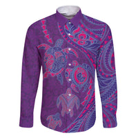 Hawaiian Turtles and Polynesian Art Tattoo Family Matching Short Sleeve Bodycon Dress and Hawaiian Shirt Dusky Violet