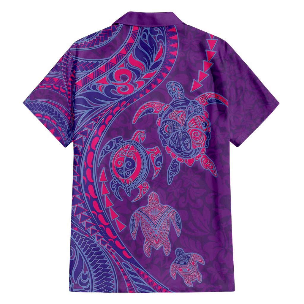 Hawaiian Turtles and Polynesian Art Tattoo Family Matching Summer Maxi Dress and Hawaiian Shirt Dusky Violet