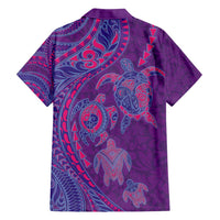 Hawaiian Turtles and Polynesian Art Tattoo Family Matching Summer Maxi Dress and Hawaiian Shirt Dusky Violet