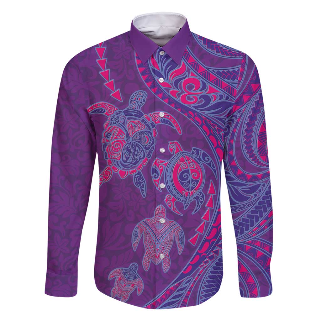 Hawaiian Turtles and Polynesian Art Tattoo Family Matching Summer Maxi Dress and Hawaiian Shirt Dusky Violet