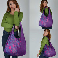 Hawaiian Turtles and Polynesian Art Tattoo Grocery Bag Dusky Violet