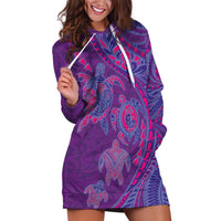 Hawaiian Turtles and Polynesian Art Tattoo Hoodie Dress Dusky Violet