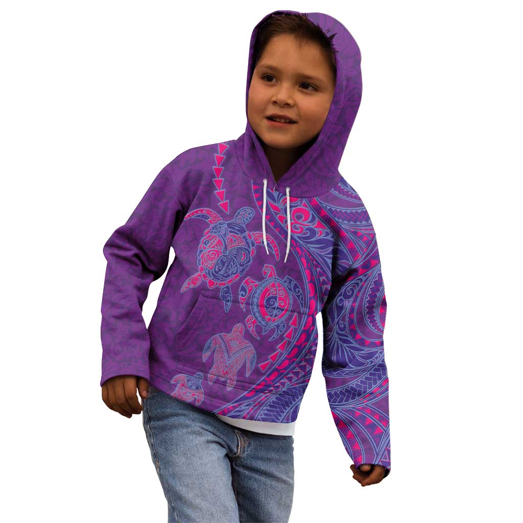 Hawaiian Turtles and Polynesian Art Tattoo Kid Hoodie Dusky Violet