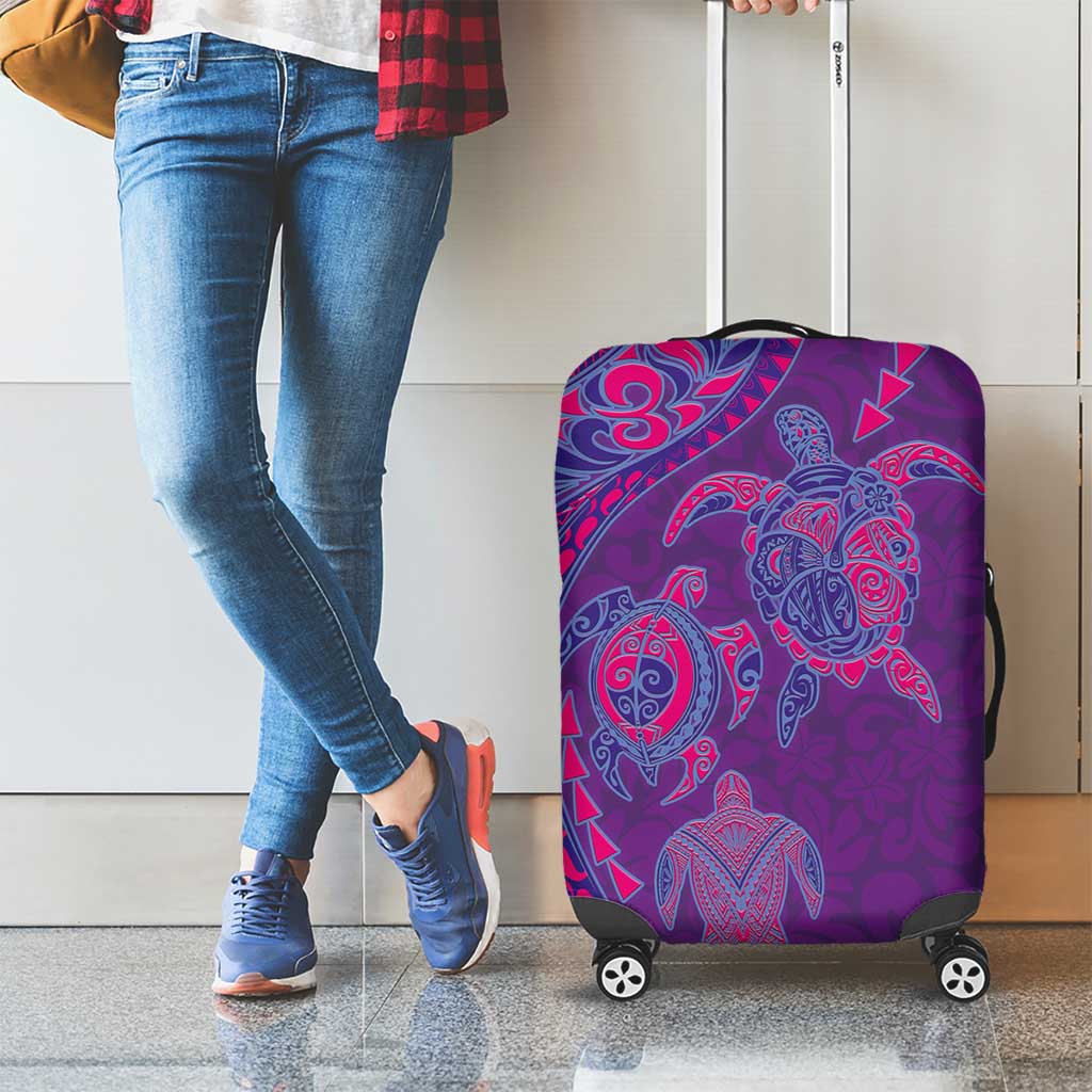 Hawaiian Turtles and Polynesian Art Tattoo Luggage Cover Dusky Violet