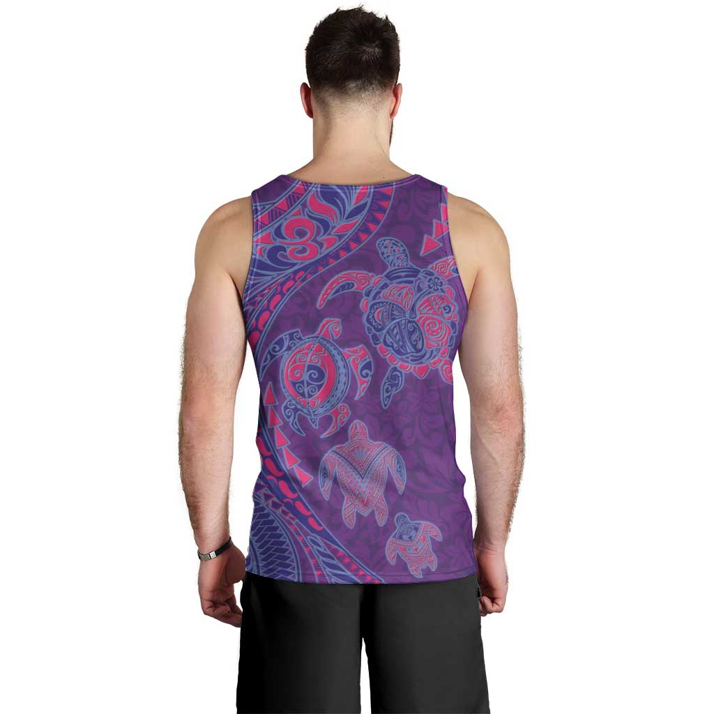 Hawaiian Turtles and Polynesian Art Tattoo Men Tank Top Dusky Violet