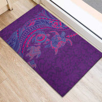 Hawaiian Turtles and Polynesian Art Tattoo Rubber Doormat Dusky Violet