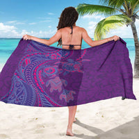 Hawaiian Turtles and Polynesian Art Tattoo Sarong Dusky Violet