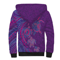 Hawaiian Turtles and Polynesian Art Tattoo Sherpa Hoodie Dusky Violet