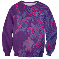 Hawaiian Turtles and Polynesian Art Tattoo Sweatshirt Dusky Violet