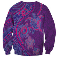 Hawaiian Turtles and Polynesian Art Tattoo Sweatshirt Dusky Violet