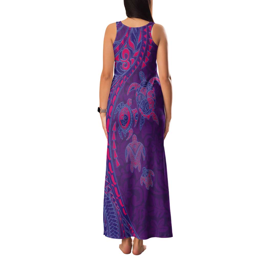 Hawaiian Turtles and Polynesian Art Tattoo Tank Maxi Dress Dusky Violet