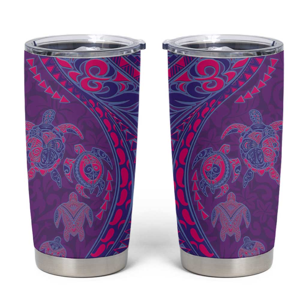 Hawaiian Turtles and Polynesian Art Tattoo Tumbler Cup Dusky Violet