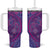Hawaiian Turtles and Polynesian Art Tattoo Tumbler With Handle Dusky Violet