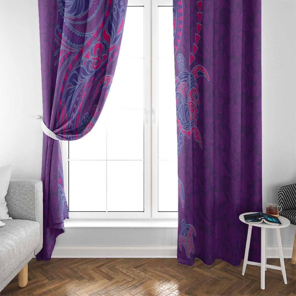 Hawaiian Turtles and Polynesian Art Tattoo Window Curtain Dusky Violet LT03 - Polynesian Pride