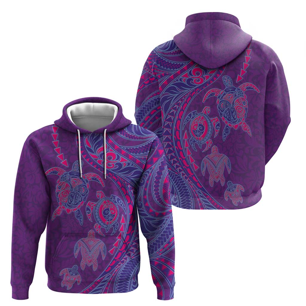 Hawaiian Turtles and Polynesian Art Tattoo Zip Hoodie Dusky Violet