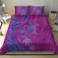 Hawaiian Turtles and Polynesian Art Tattoo Bedding Set Cerise